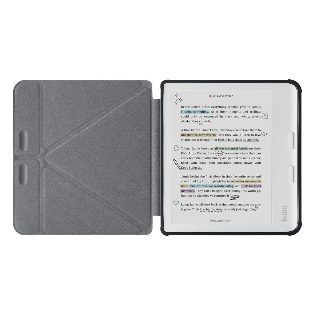 movie and keyboard stand view of personalized KOBO case and Watercolor Flower design