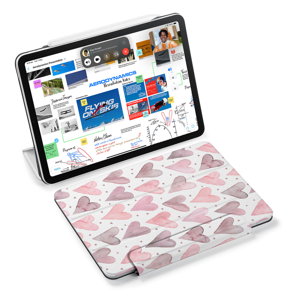 the VistaCase Personalized iPad Slim Fit Case with Love design,  Designed with convenience in mind, the case automatically wakes your iPad when opened and puts it to sleep when closed.