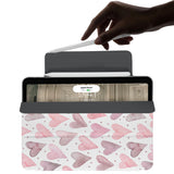 the VistaCase Personalized iPad Slim Fit Case with Love design,  The case includes built-in storage and a cutout for easy magnetic attachment of your Pencil, ensuring it's always within reach.