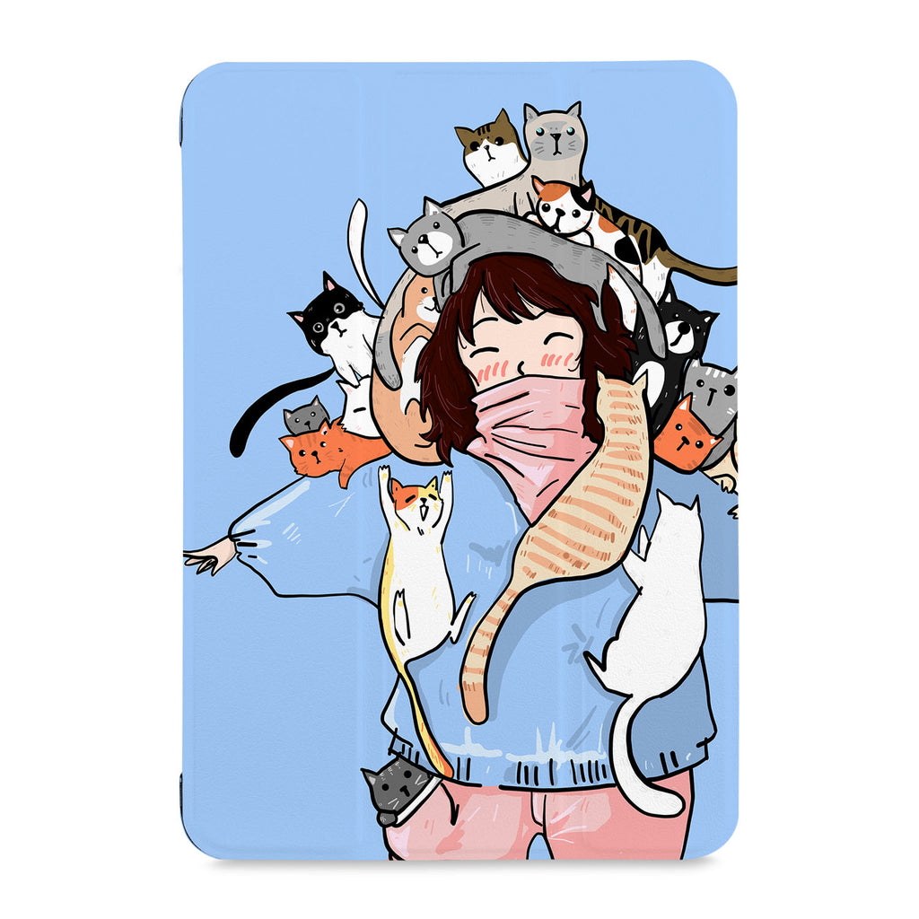 the front view of Personalized Samsung Galaxy Tab Case with Cute Cats design