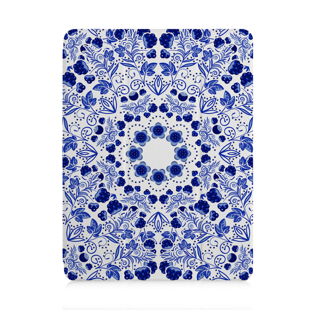 front and back view of personalized iPad case with pencil holder and 03 design