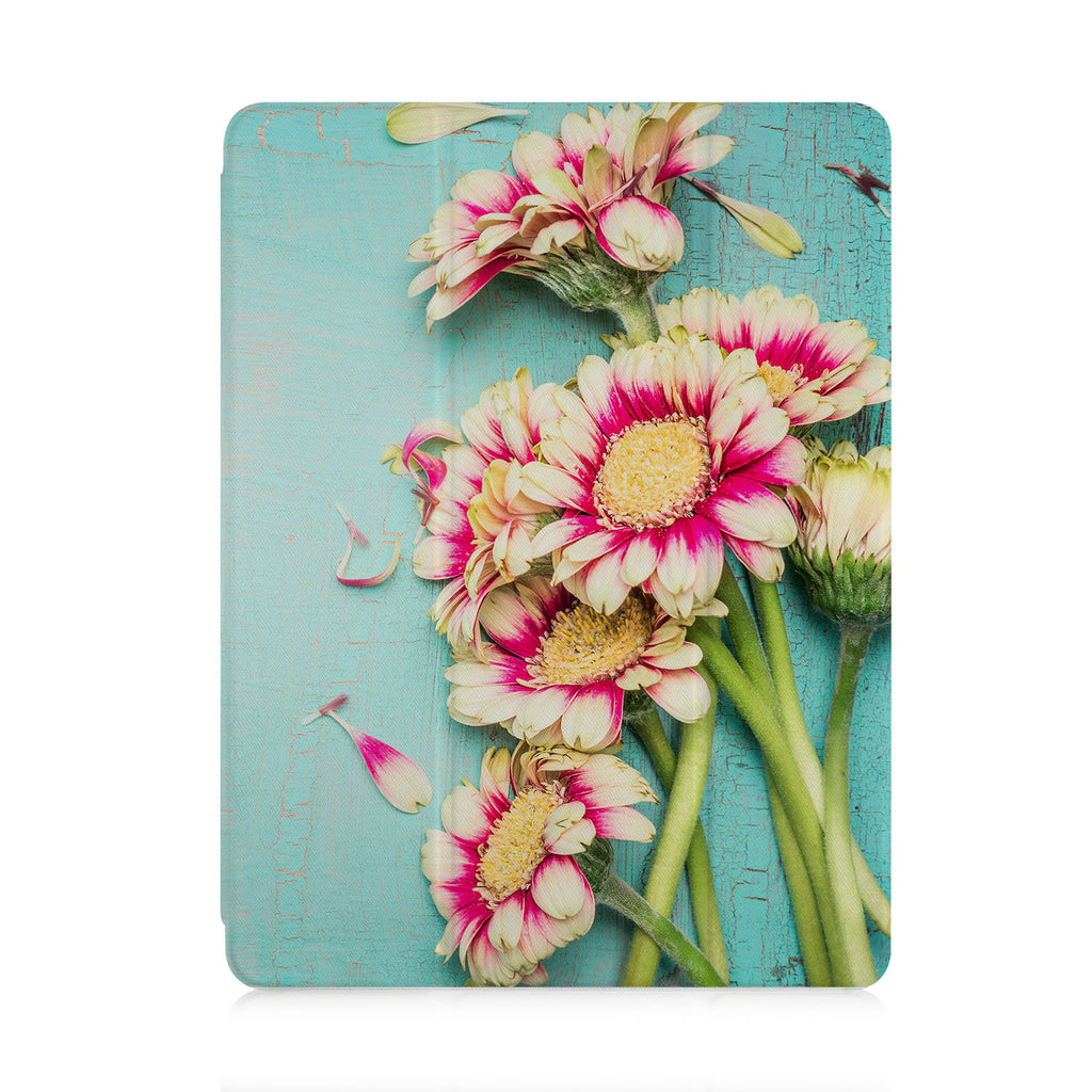 front and back view of personalized iPad case with pencil holder and 02 design