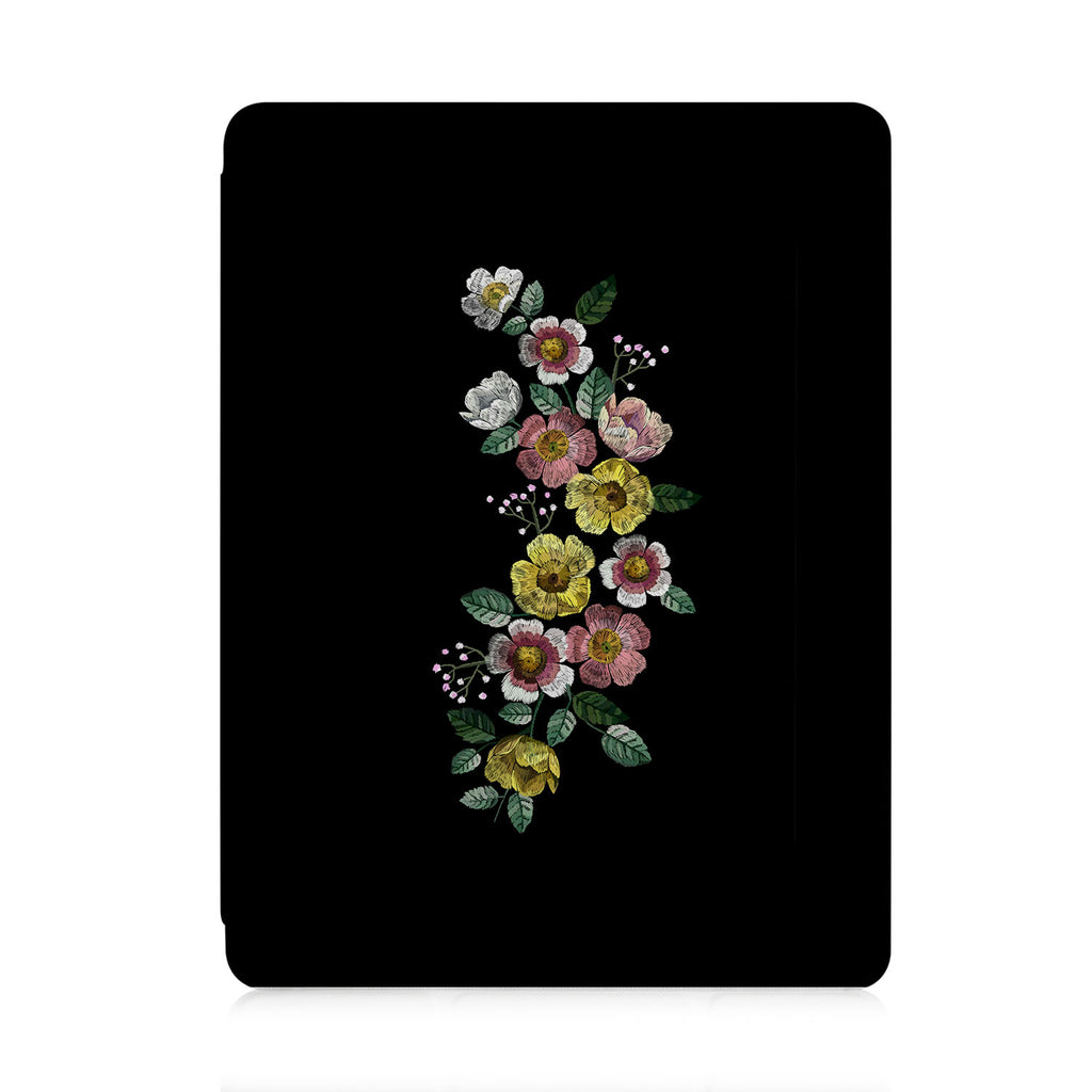 front and back view of personalized iPad case with pencil holder and 02 design