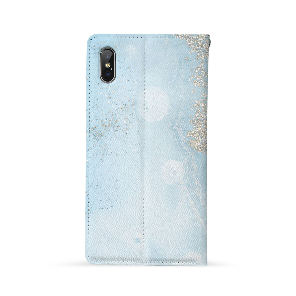 Back Side of Personalized iPhone Wallet Case with Marble Gold design - swap