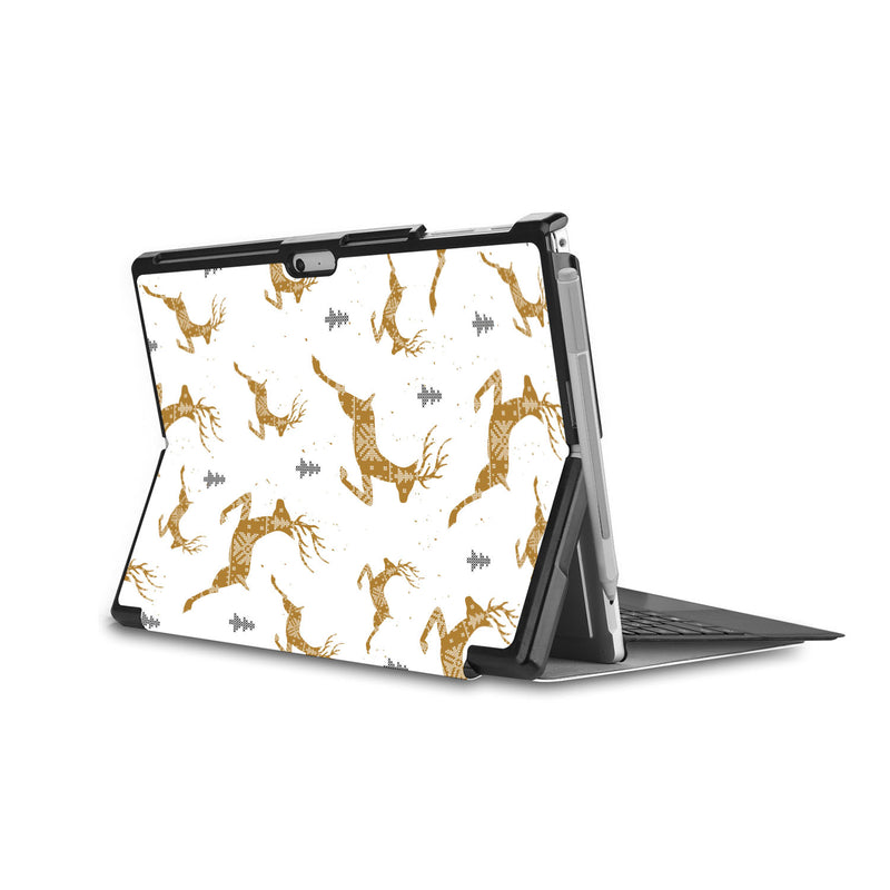 the back side of Personalized Microsoft Surface Pro and Go Case in Movie Stand View with Christmas design - swap