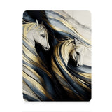 front view of personalized iPad case with pencil holder and Horses design