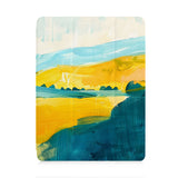 front view of personalized iPad case with pencil holder and Abstract Painting design