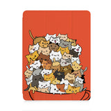 front view of personalized iPad case with pencil holder and Cute Cats design