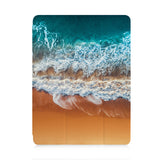 front view of personalized iPad case with pencil holder and Sea Waves design