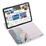  the VistaCase Personalized iPad Slim Fit Case with Marble Art design,  Designed with convenience in mind, the case automatically wakes your iPad when opened and puts it to sleep when closed.