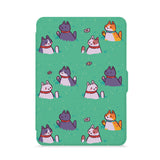 front view of personalized kindle paperwhite case with Sushi Cats design