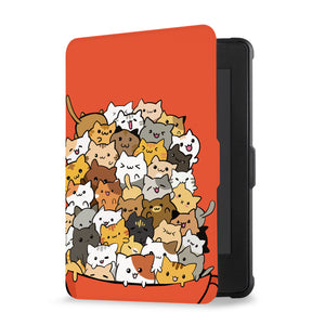 kindle foilo case with Cute Cats design, Opens and closes just like a book to wake your Kindle or put it to sleep - swap