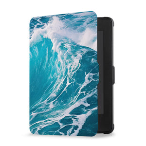 Opens and closes just like a book to wake your Kindle or put it to sleep kindle case with Sea Waves design