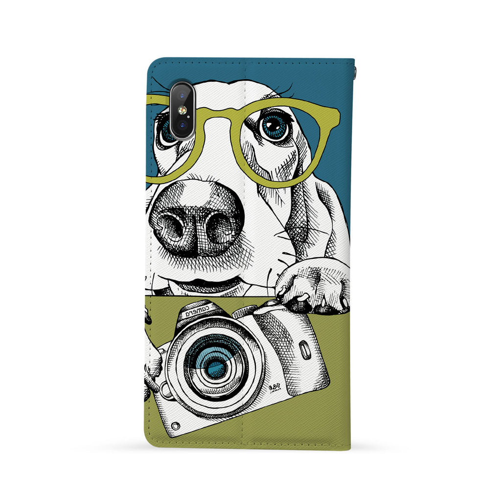 Back Side of Personalized iPhone Wallet Case with Dog design - swap
