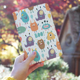 a girl holding personalized RFID blocking passport travel wallet with Boo design