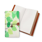 opened midori style traveler's notebook with Leaves design