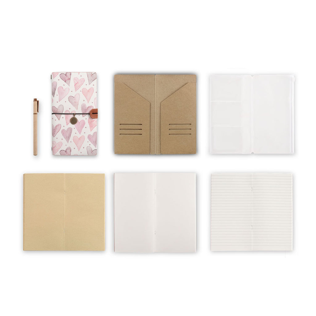 midori style traveler's notebook with Love design, refills and accessories