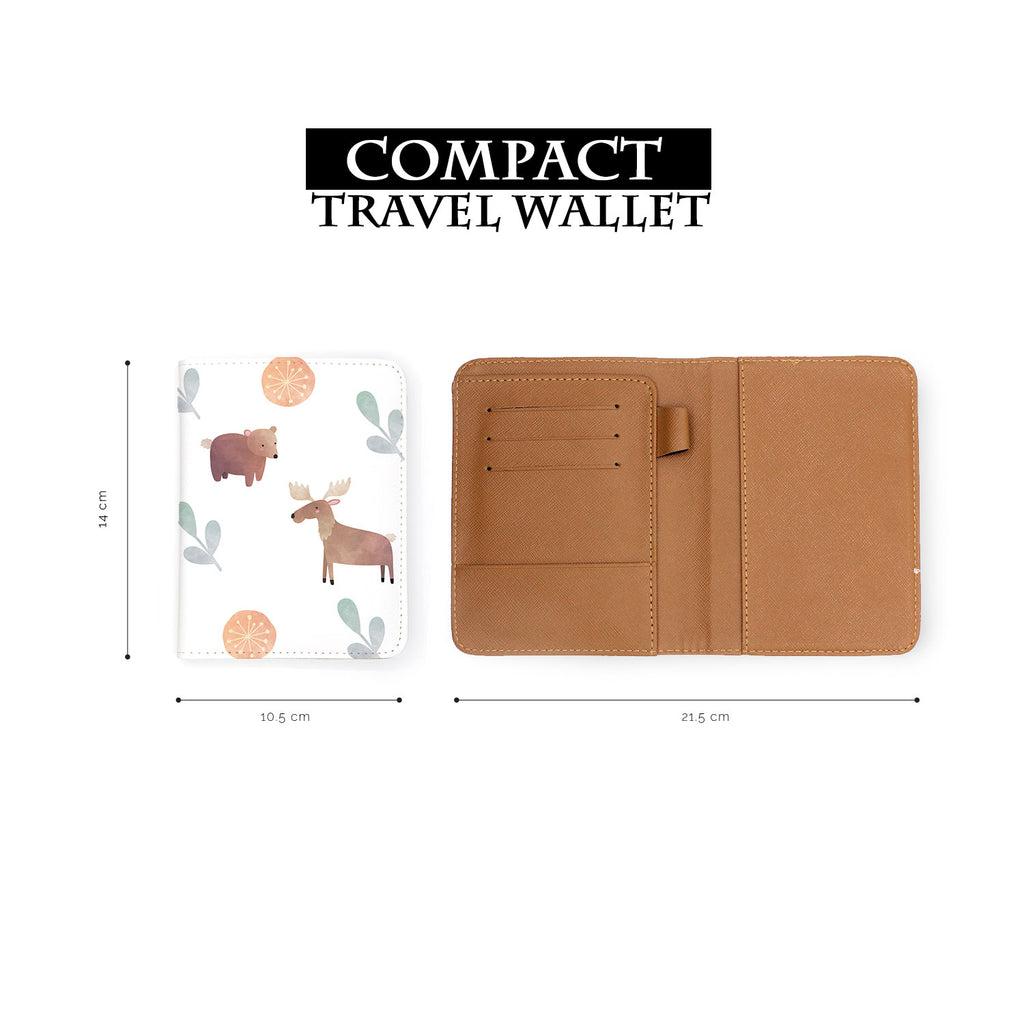 compact size of personalized RFID blocking passport travel wallet with Woodland Animals design