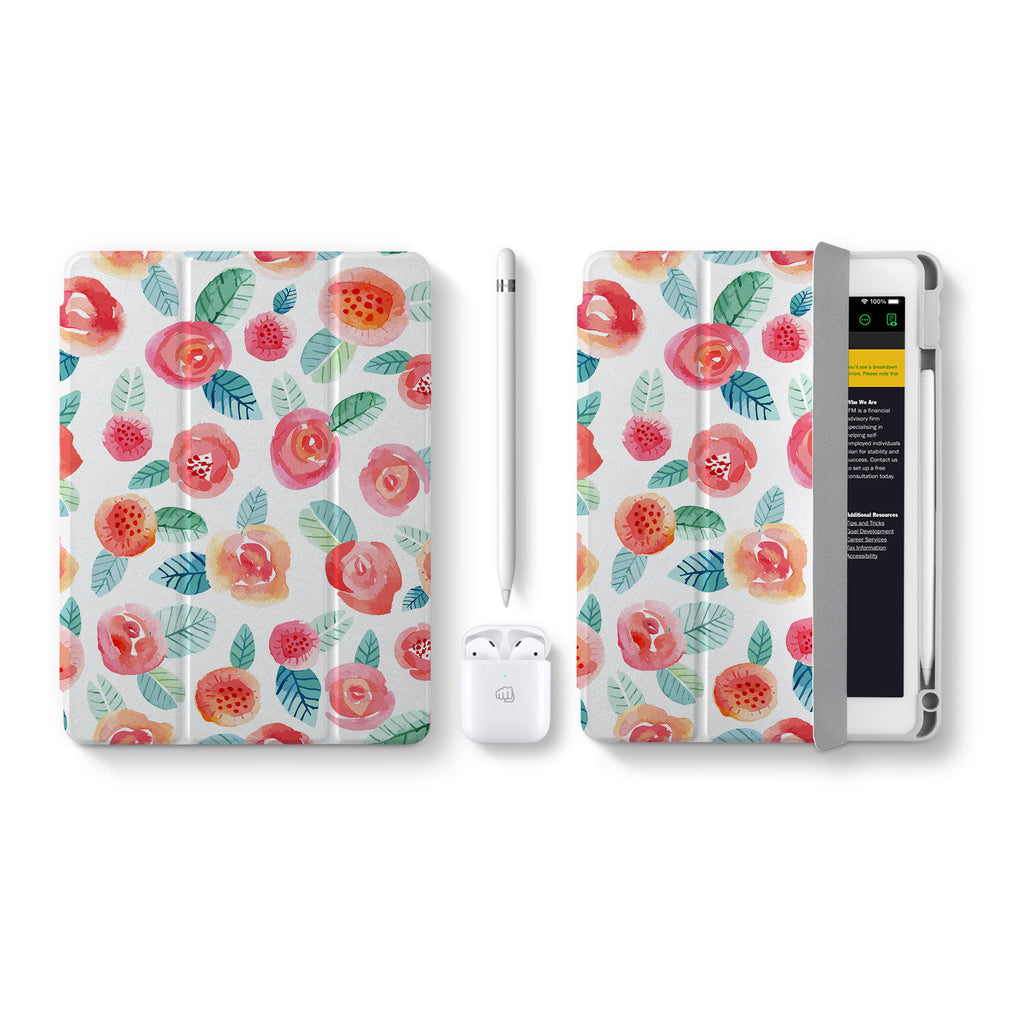 Vista Case iPad Premium Case with Rose Design perfect fit for easy and comfortable use. Durable & solid frame protecting the tablet from drop and bump.