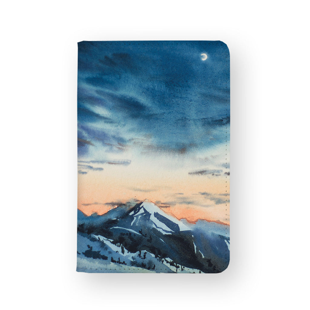 front view of personalized RFID blocking passport travel wallet with Landscape design