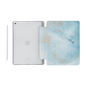 iPad SeeThru Casd with Marble Gold Design Fully compatible with the Apple Pencil