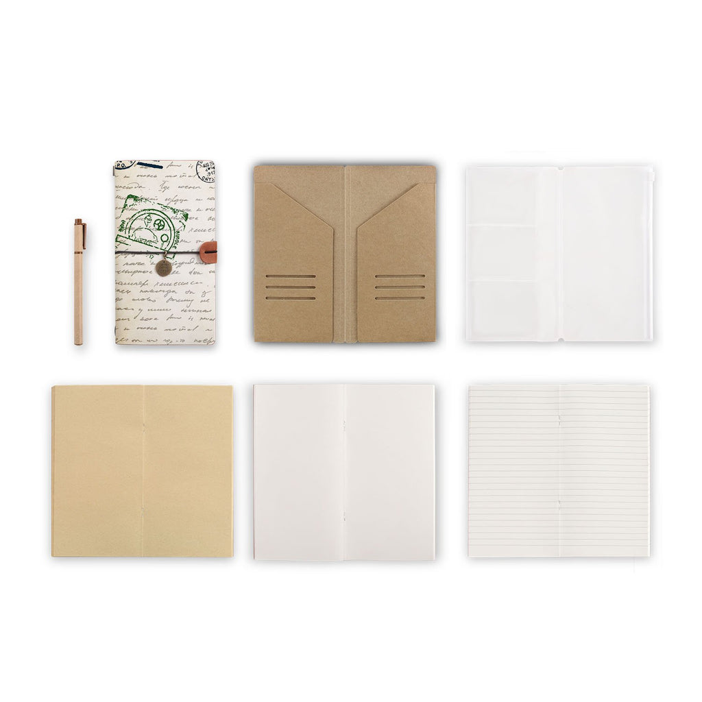 midori style traveler's notebook with Travel design, refills and accessories