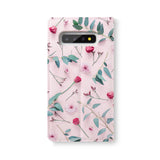 Back Side of Personalized Samsung Galaxy Wallet Case with PinkFlower design - swap