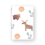 front view of personalized RFID blocking passport travel wallet with Woodland Animals design