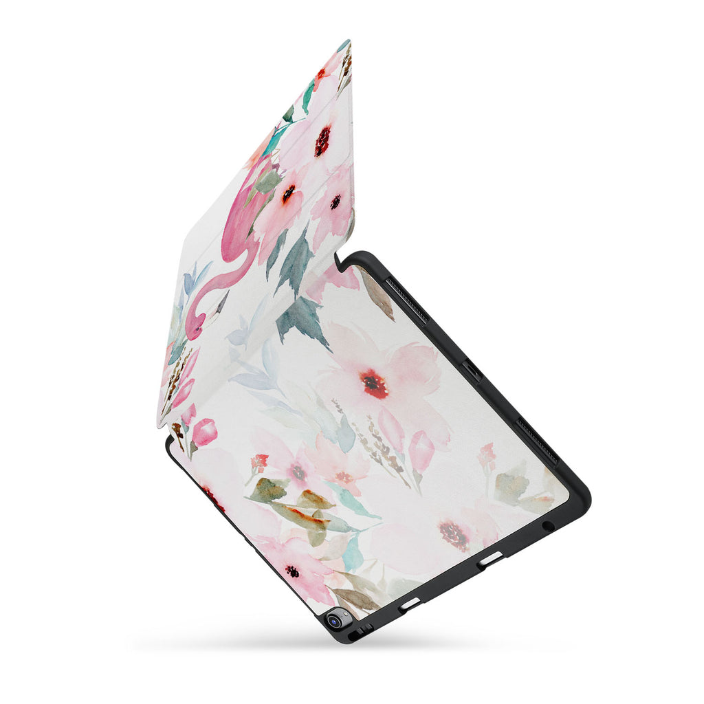 personalized iPad case with pencil holder and Flamingo design