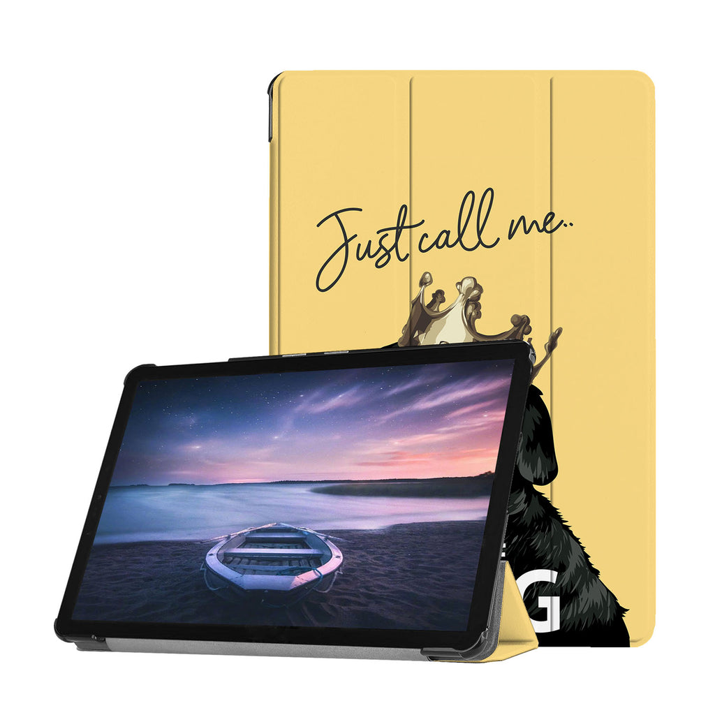 Personalized Samsung Galaxy Tab Case with Dog Fun design provides screen protection during transit