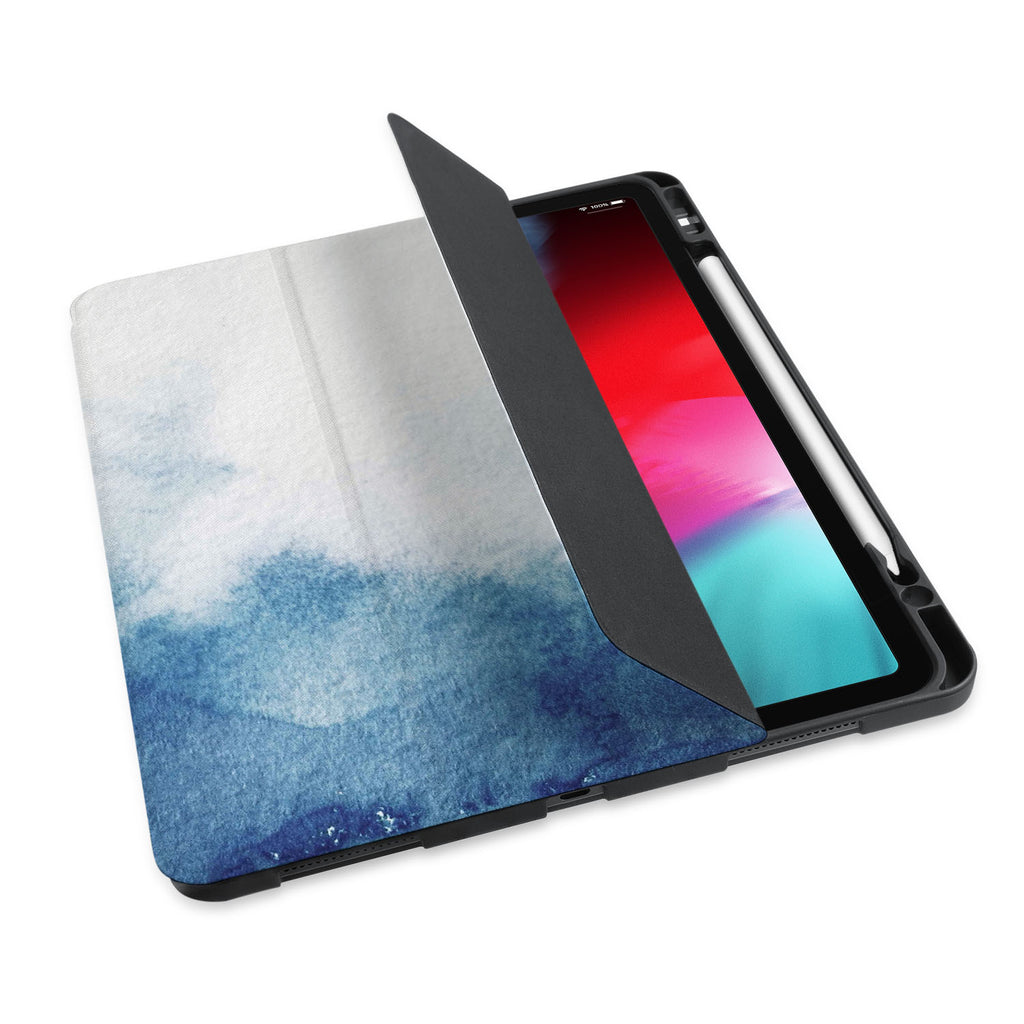personalized iPad case with pencil holder and Abstract Ink Painting design - swap