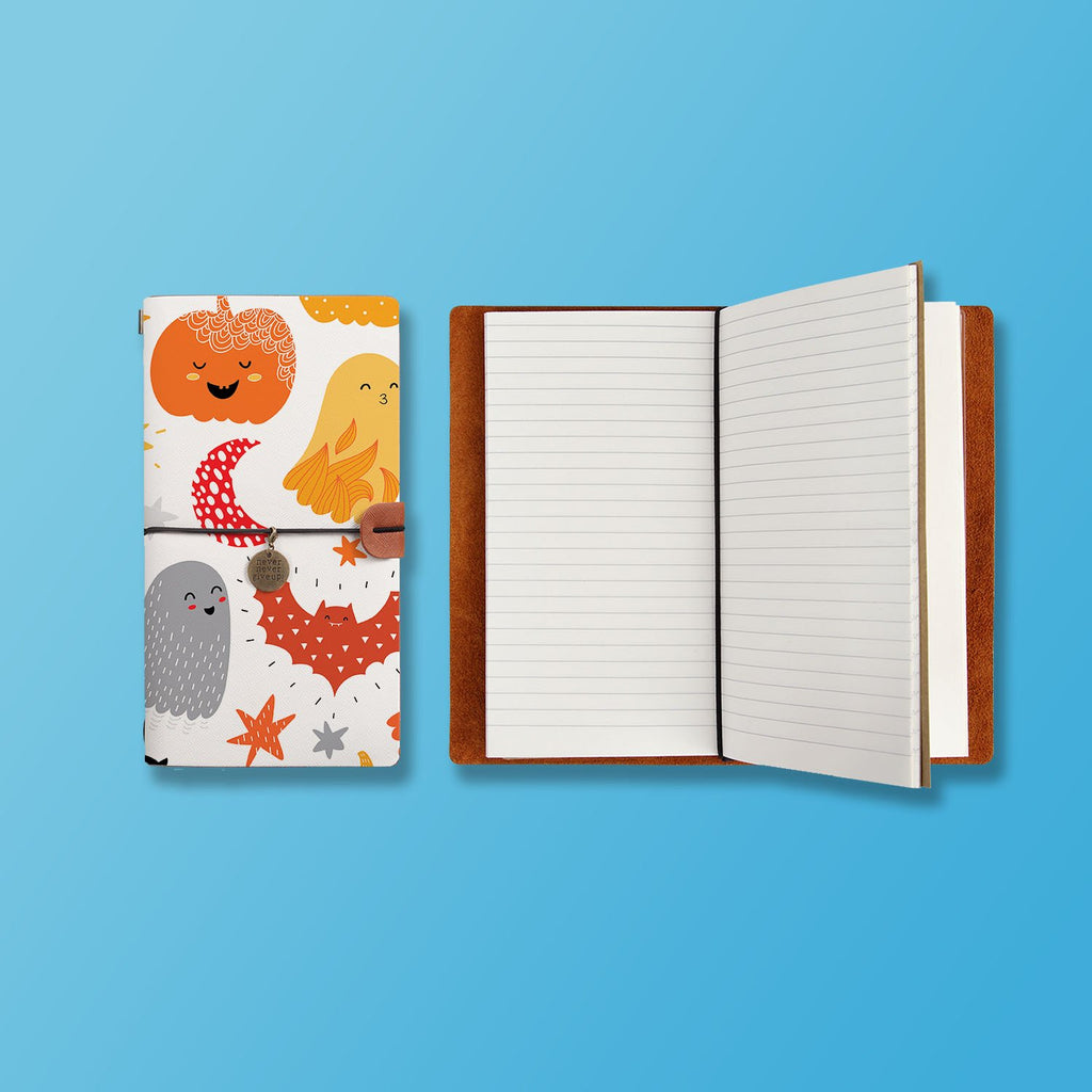 the front top view of midori style traveler's notebook with Halloween design