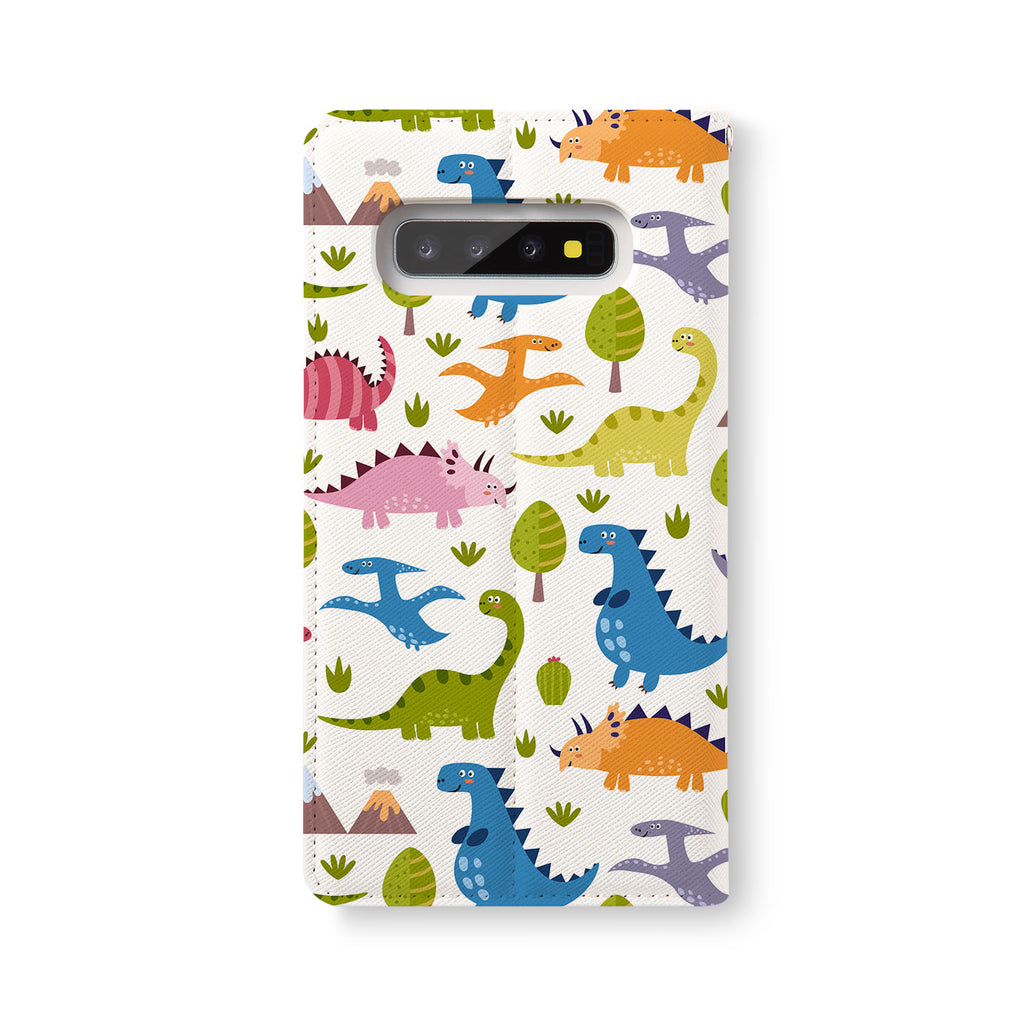 Back Side of Personalized Samsung Galaxy Wallet Case with Dinosaur design - swap