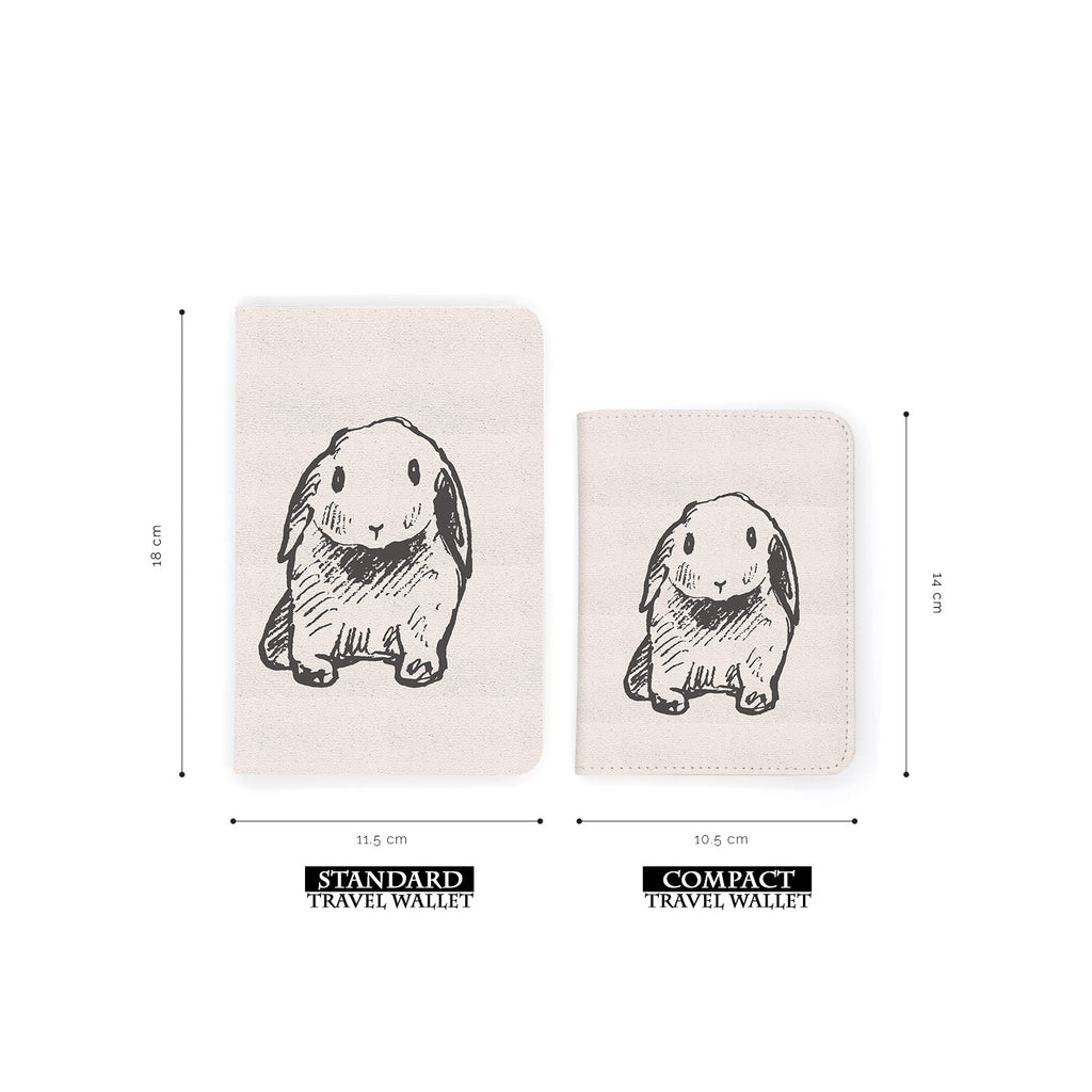 comparison of two sizes of personalized RFID blocking passport travel wallet with Little Bunny design