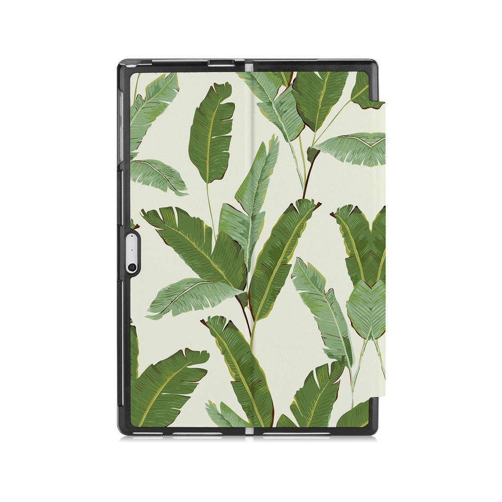 the back side of Personalized Microsoft Surface Pro and Go Case with Green Leaves design