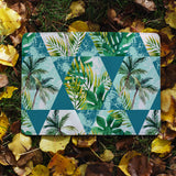 flat view of personalized RFID blocking passport travel wallet with Tropical Leaves design