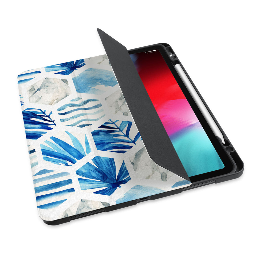personalized iPad case with pencil holder and Geometric Flower design - swap