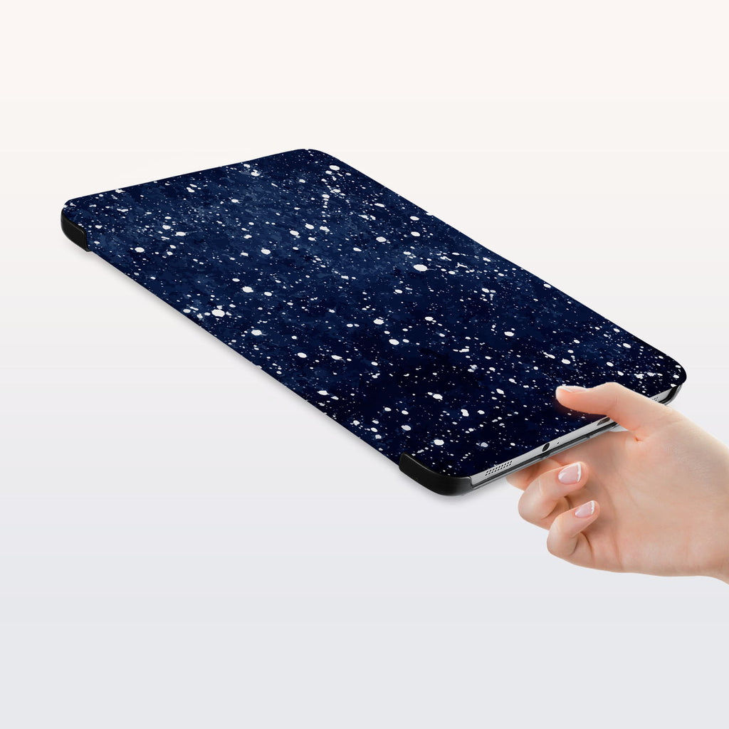 a hand is holding the Personalized Samsung Galaxy Tab Case with Galaxy Universe design