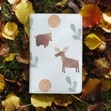 personalized RFID blocking passport travel wallet with Woodland Animals design on maple leafs