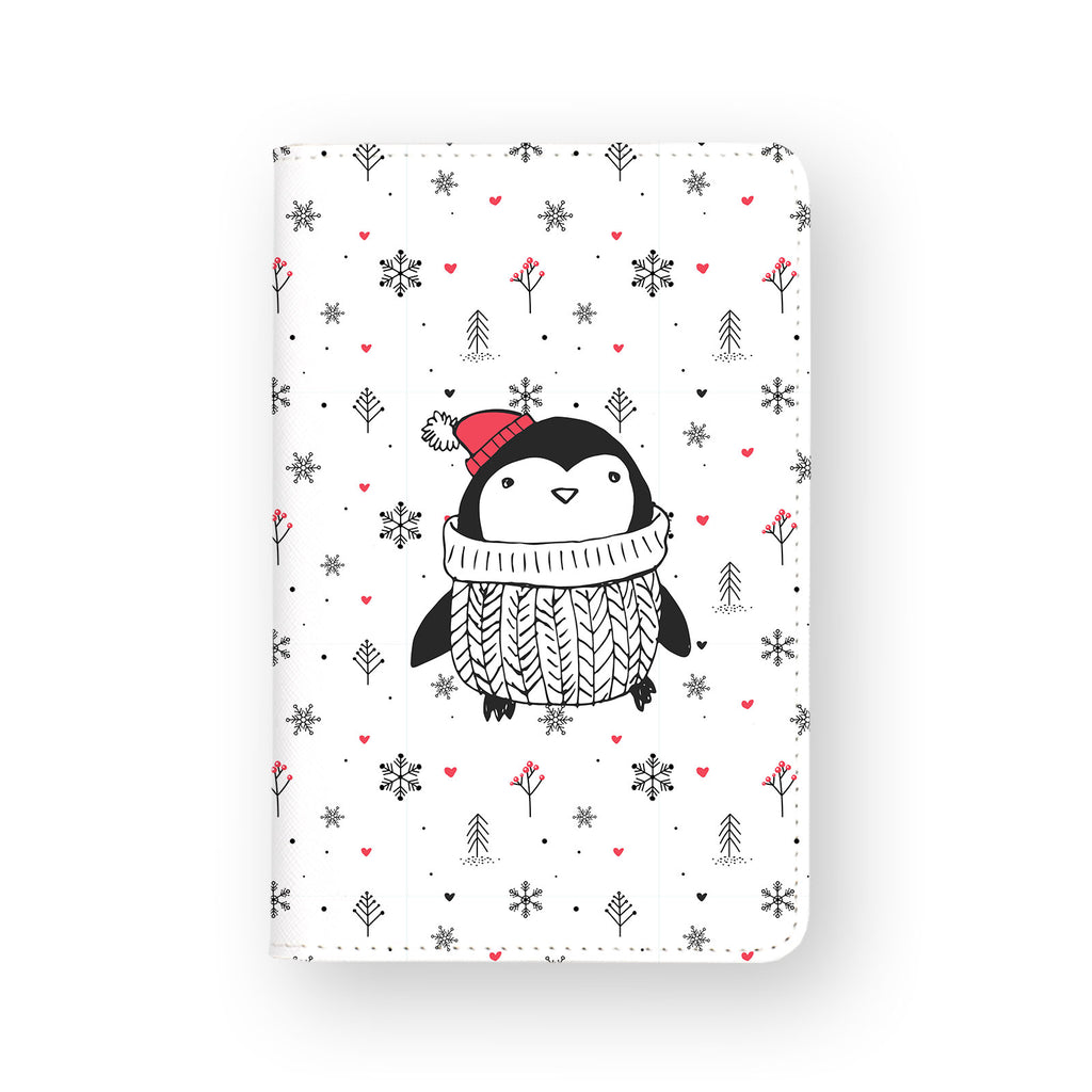 front view of personalized RFID blocking passport travel wallet with Penguins design