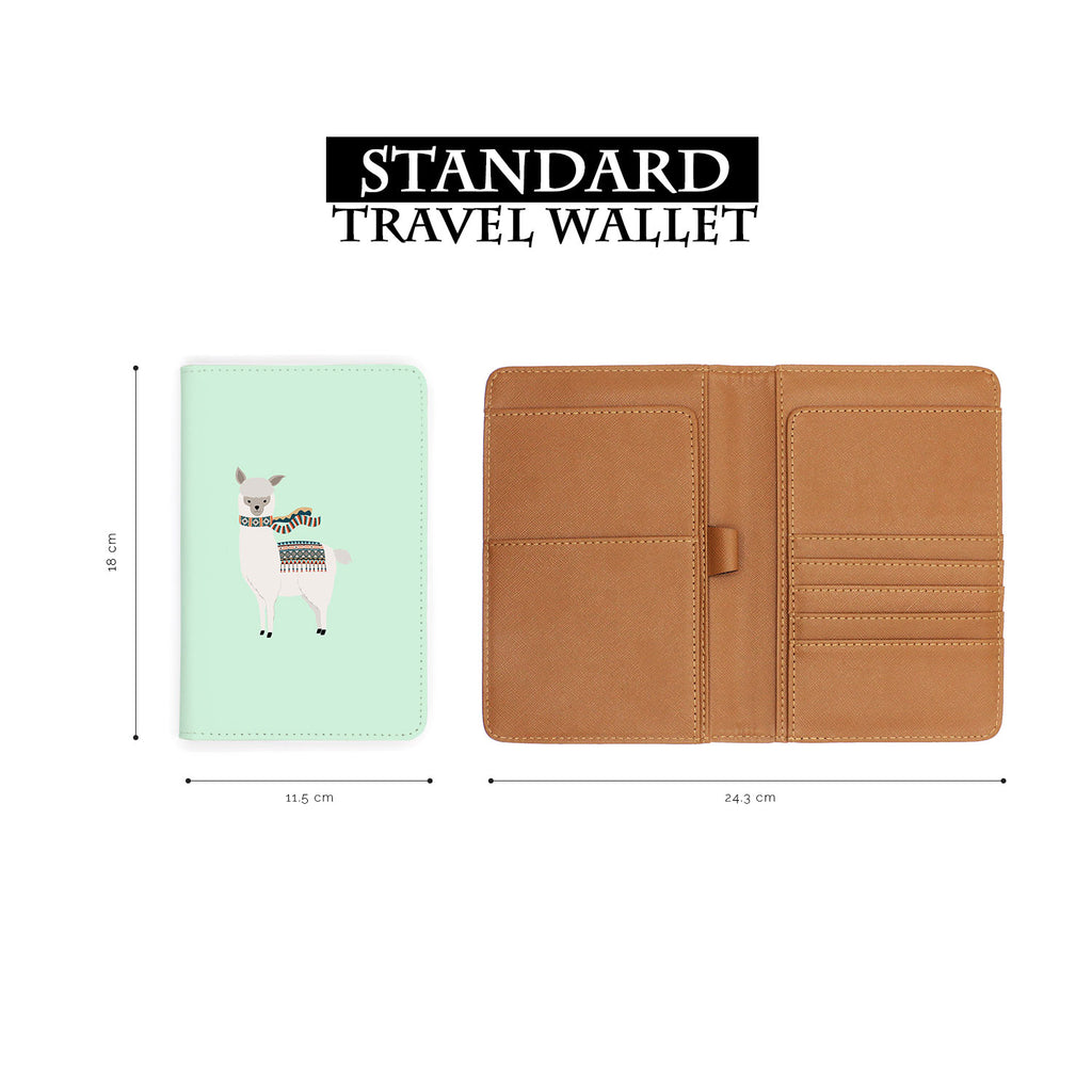 standard size of personalized RFID blocking passport travel wallet with Liama And Cactus design