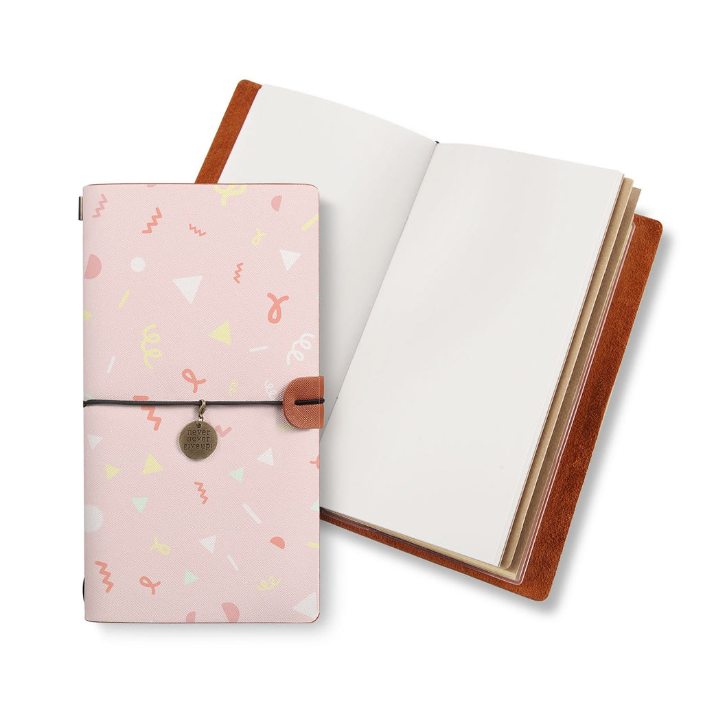opened midori style traveler's notebook with Baby design