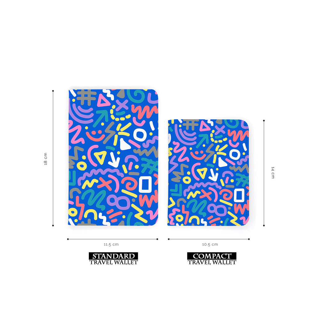 comparison of two sizes of personalized RFID blocking passport travel wallet with 90 Patterns design