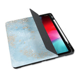 personalized iPad case with pencil holder and Marble Gold design - swap