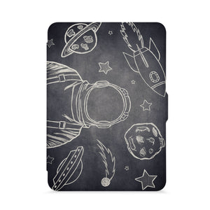 front view of personalized kindle paperwhite case with Astronaut Space design - swap