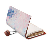 opened view of midori style traveler's notebook with Oil Painting Abstract design
