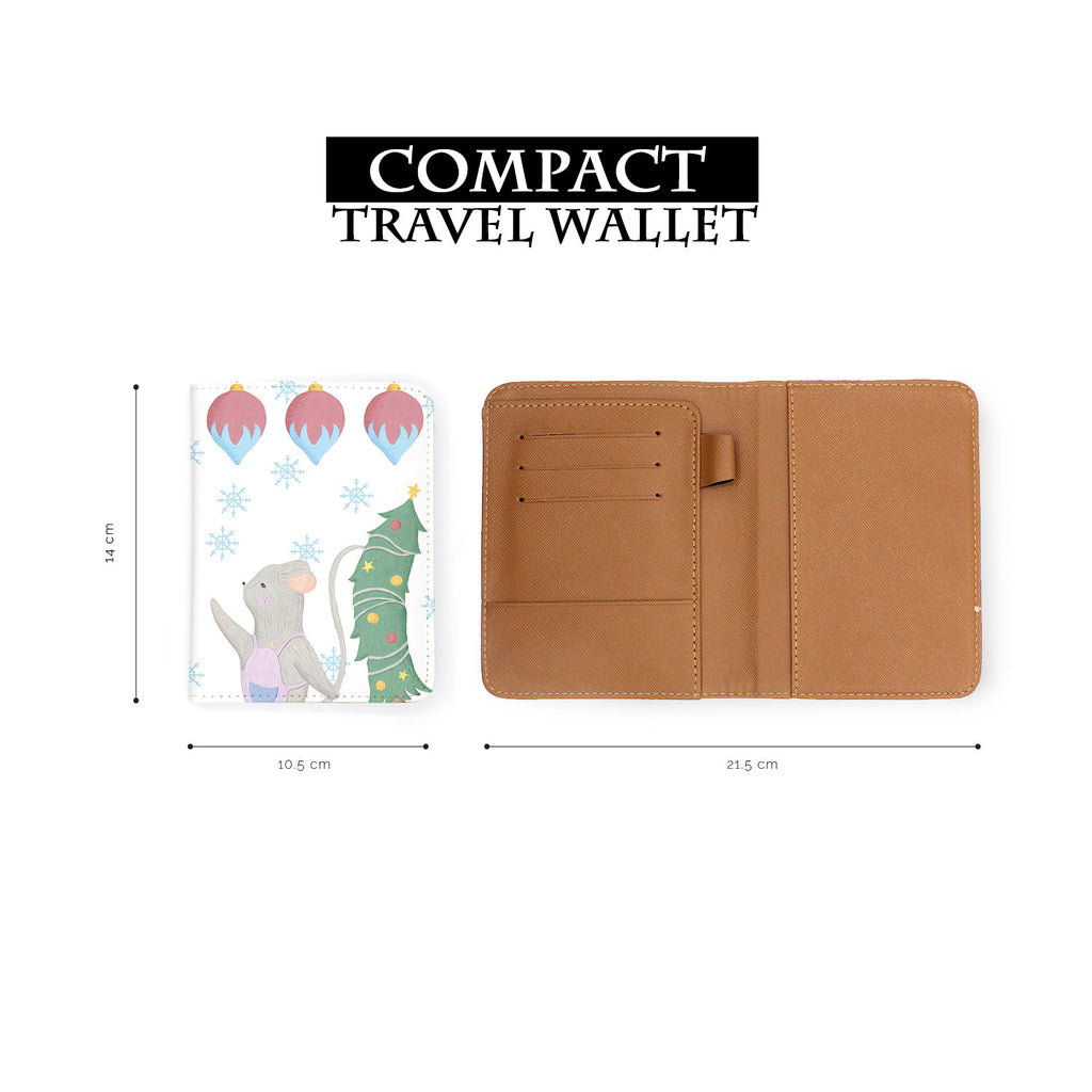 compact size of personalized RFID blocking passport travel wallet with Christmas Gouache design
