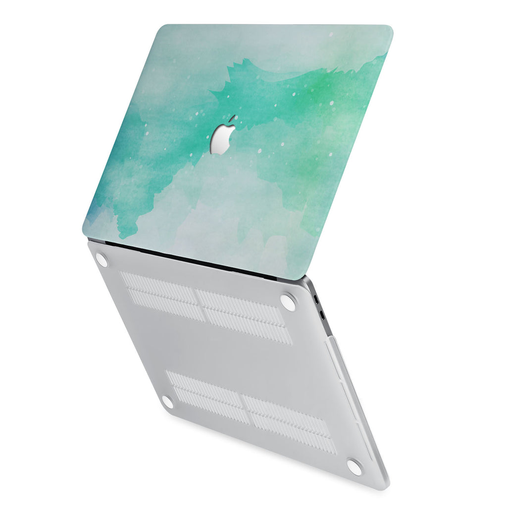 hardshell case with Abstract Watercolor Splash design has rubberized feet that keeps your MacBook from sliding on smooth surfaces