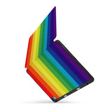 personalized iPad case with pencil holder and Rainbow design