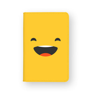 front view of personalized RFID blocking passport travel wallet with Emoji 1 design